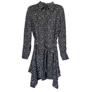 CLUB MONACO Printed 100% Silk Mini Dress with Slip Sz M